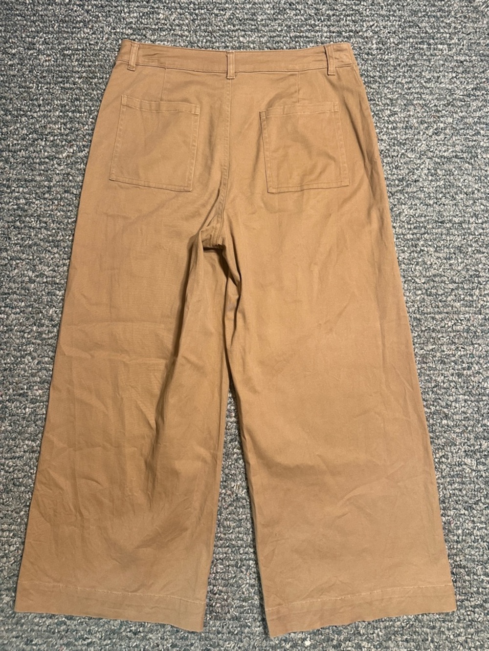 Cotton Women’s Wide-Leg Capri Chinos Gaucho Pants in Tan - Picture 3 of 4